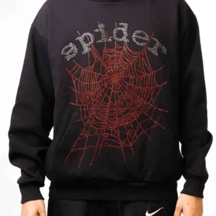 Sp5der OG Rhinestone Logo Hoodie Black d