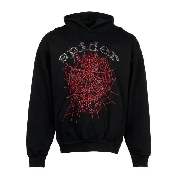 Sp5der OG Rhinestone Logo Hoodie Black Sp5der OG Rhinestone Logo Hoodie Black