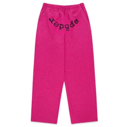 Sp5der Rhinestone Logo Sweatpants Pink