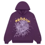 Sp5der Web Graphic Hoodie Purple Yellow