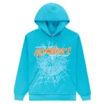 Sp5der Web Graphic Hoodie Turquoise Orange